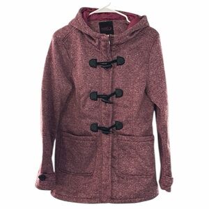 Yoki Women’s Burgundy Hooded Toggle Jacket - Size Large - Pre-Loved - PTP 19”